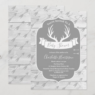 Invitation Andouillers rustiques de cerfs communs gris et