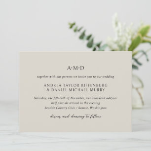 Invitation Andrea Beige Mariage élégant