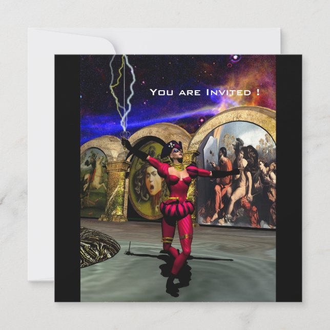 Invitation ANDROID BALLET, Black Red Blue Science Fiction (Devant)