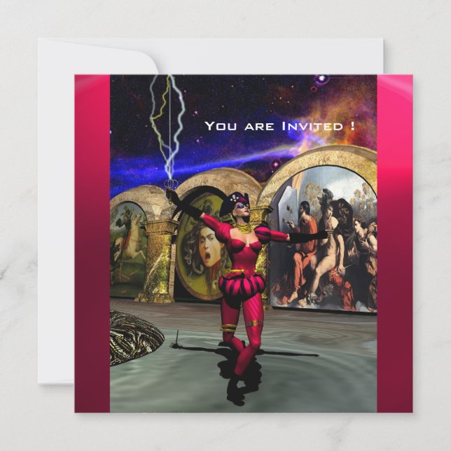 Invitation ANDROID BALLET, Red Pink Blue Science Fiction (Devant)