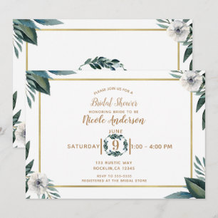 Invitation Anémone à feuilles vertes blanches Fête de mariage