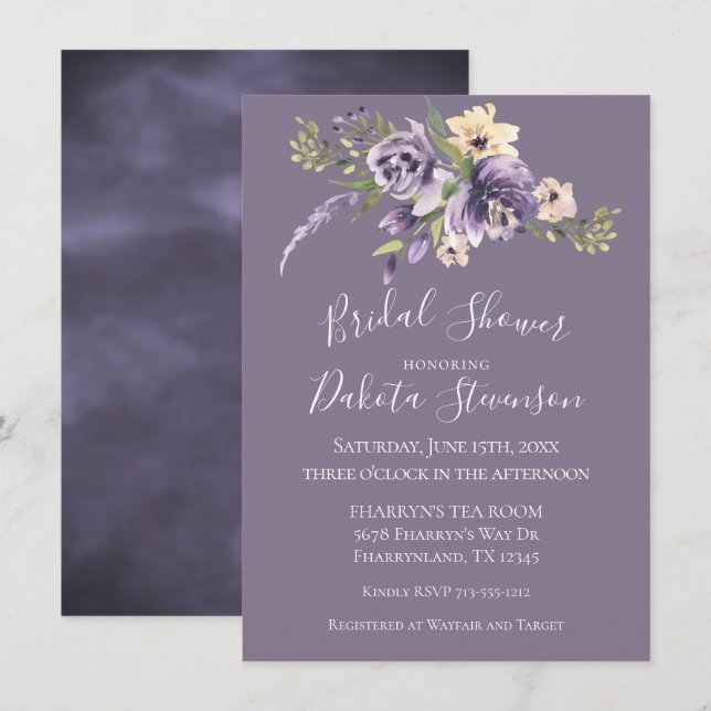 Invitation Anemone Garden Creme violet Fête des mariées Boho (Devant / Derrière)