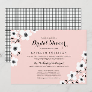 Invitation Anémone noire rose moderne   Fête des mariées