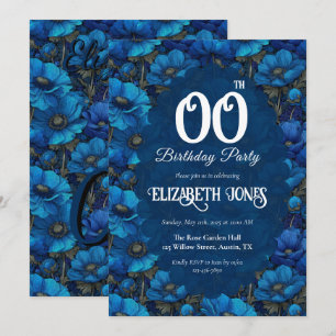 Invitation Anémones Bleues Cadeau Cinquantième Anniversaire P