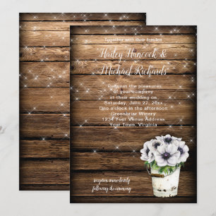 Invitation Anémones rustiques à seaux Tin Étincelles Invitati