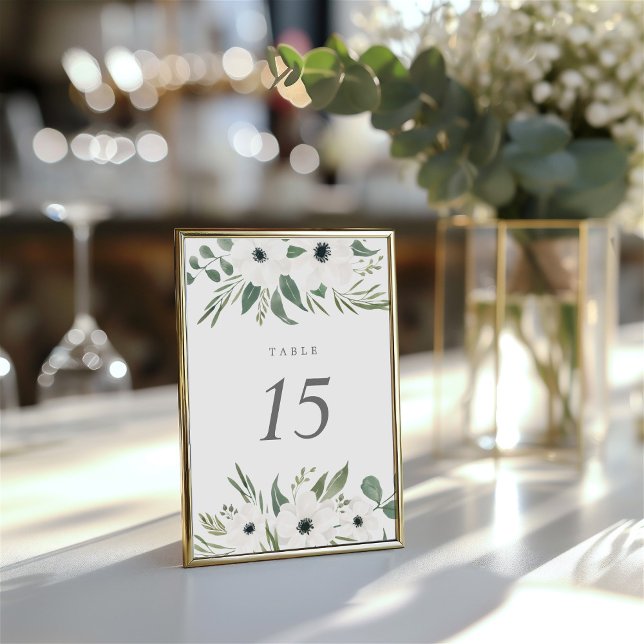 Invitation Anemones Sage & Dusty Eucalyptus Numéro de tableau (Anemones Sage & Dusty Eucalyptus Table Number)