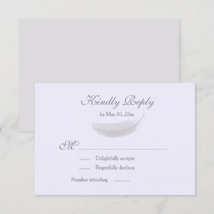 Invitation Ange Plumes Lavande Lavande Gris Mariage RSVP