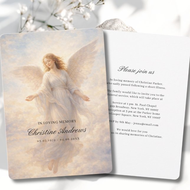 Invitation Angel Celebration of Life Funeral (Angel Celebration of Life Funeral Invitation. Print & Instant Download.)