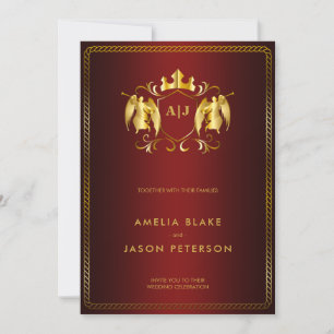 Invitation Angel Crest Gold Royal Red Luxurious