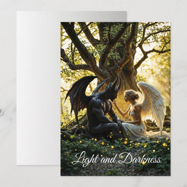 Invitation Angel Demon design surnaturel (Devant / Derrière)
