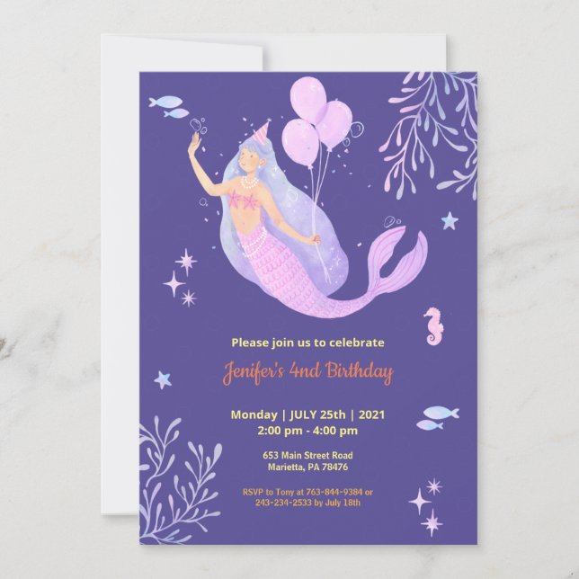 Invitation Angel Thème élégant Anniversaire (Devant)
