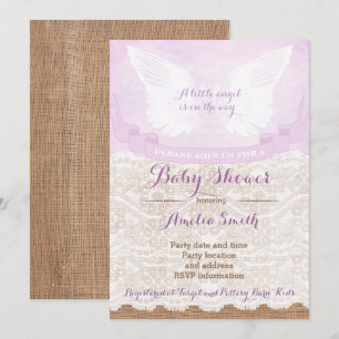 Invitation Angel Wings Lilac Baby shower Party
