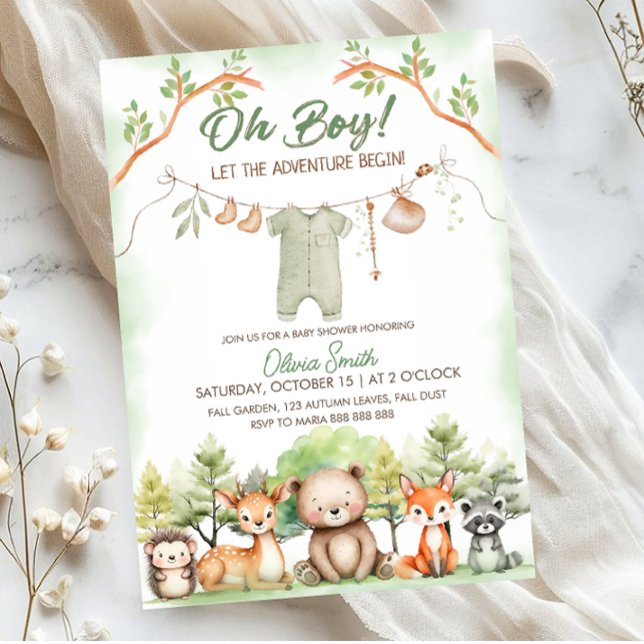 Invitation Animal Adventure clothesline baby shower (Créateur téléchargé)