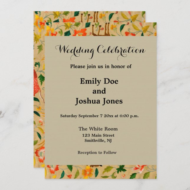 Invitation Animal Antique Cheval Oiseau Deer Rabbit (Devant / Derrière)