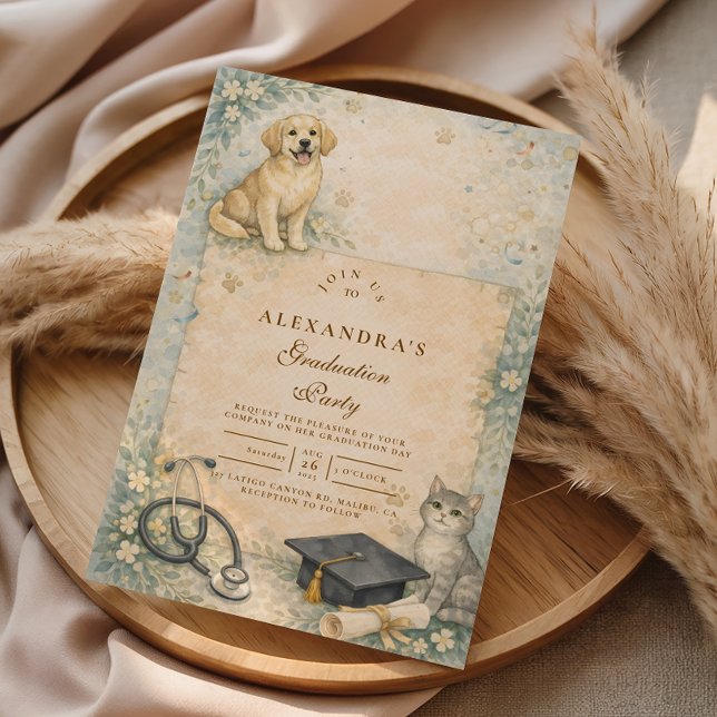 Invitation Animal Care White Coat Graduation (Créateur téléchargé)