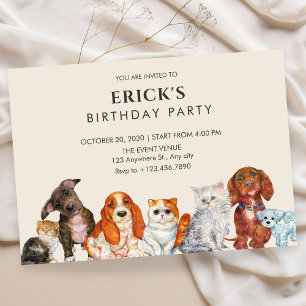 Invitation Animal de compagnie adorable, anniversaire de chie