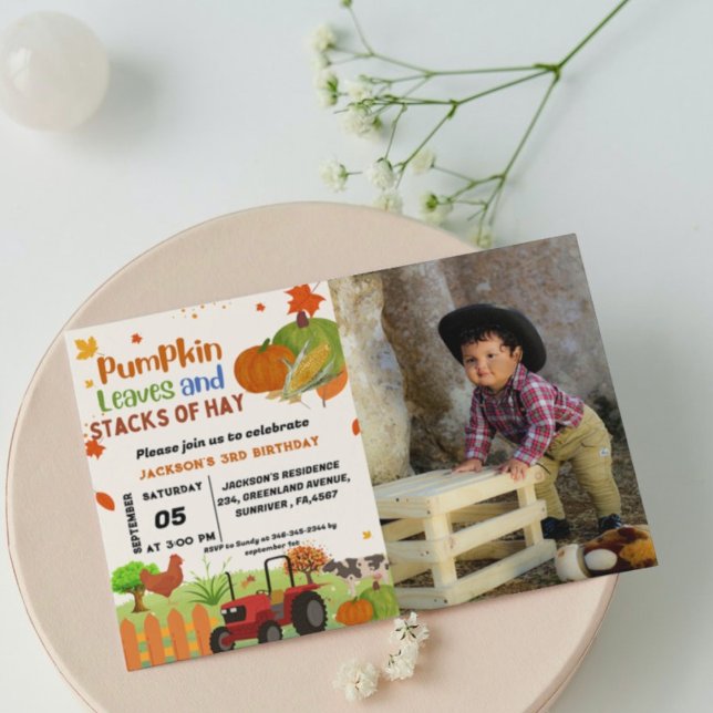 Invitation Animal de ferme chute Citrouille Garçon fête d'ann (Créateur téléchargé)