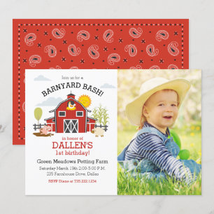 Invitation Animal de ferme photo 1er anniversaire