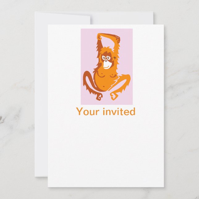 Invitation Animal de fête ! -Cool - ORANGUTAN - Faune Borneo (Devant)