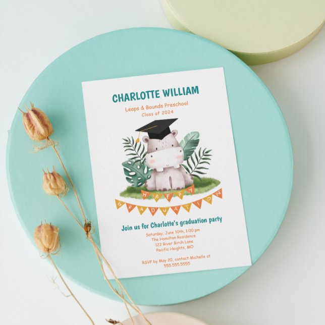 Invitation Animal Kid Preschool Photo Party Graduation (Animal Kid Preschool Photo Graduation Party Invitation)