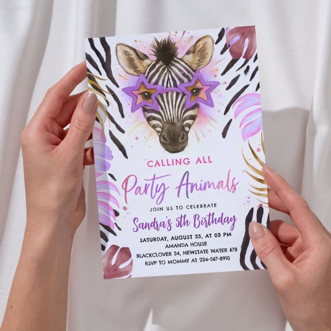 Invitation Animal Party - Zebra Birthday Party (Animal Party - Zebra Invitation)