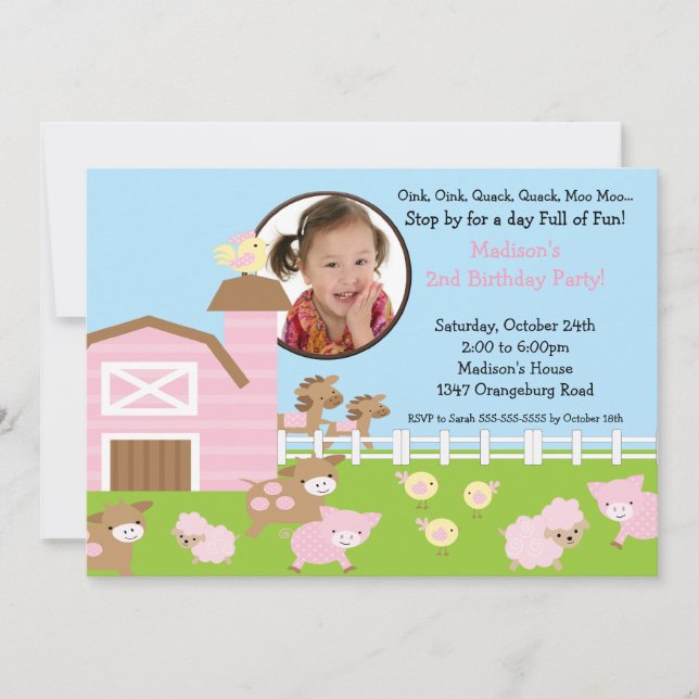 Invitation animale d'anniversaire de photo (Devant)
