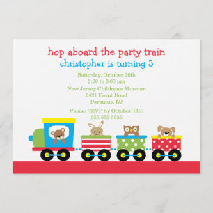 Invitation animale d'anniversaire de train