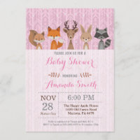 Invitation animale de baby shower de fille de