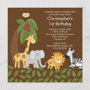 Invitation animale de fête d'anniversaire d'enfant