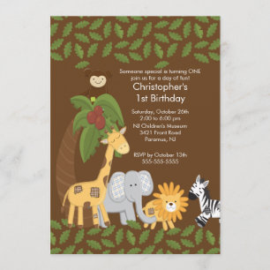 Invitation animale de fête d'anniversaire d'enfant