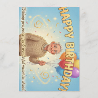 Invitation Animation style Birthday Card for Grandparents.