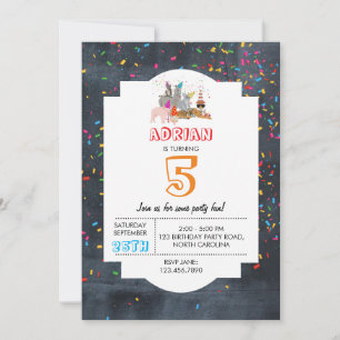 Invitation Animaux - Animaux Fête Anniversaire Garçon Fille