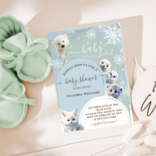 Invitation Animaux Arctiques Mignons Baby Shower
