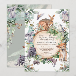 Invitation Animaux australiens Végétation Baby shower Eucalyp
