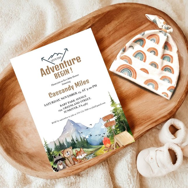 Invitation Animaux boisés rustiques Baby shower d'aventure In (Créateur téléchargé)