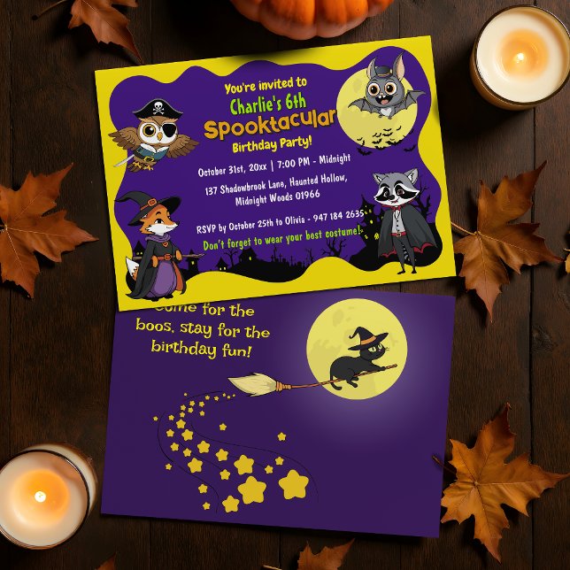 Invitation Animaux boisés Spooktaculaires en costume Annivers (Créateur téléchargé)