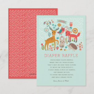 Invitation Animaux de bois Baby shower Déchets Raffle