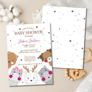 Invitation Animaux de dessin animé mignons Fête de bébé de ge