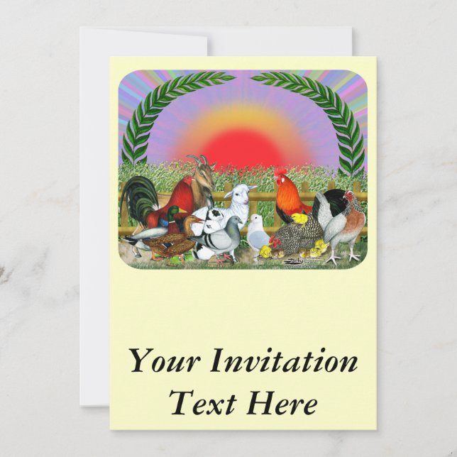Invitation Animaux de ferme (Devant)