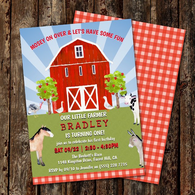 Invitation Animaux de ferme 1er anniversaire (Créateur téléchargé)