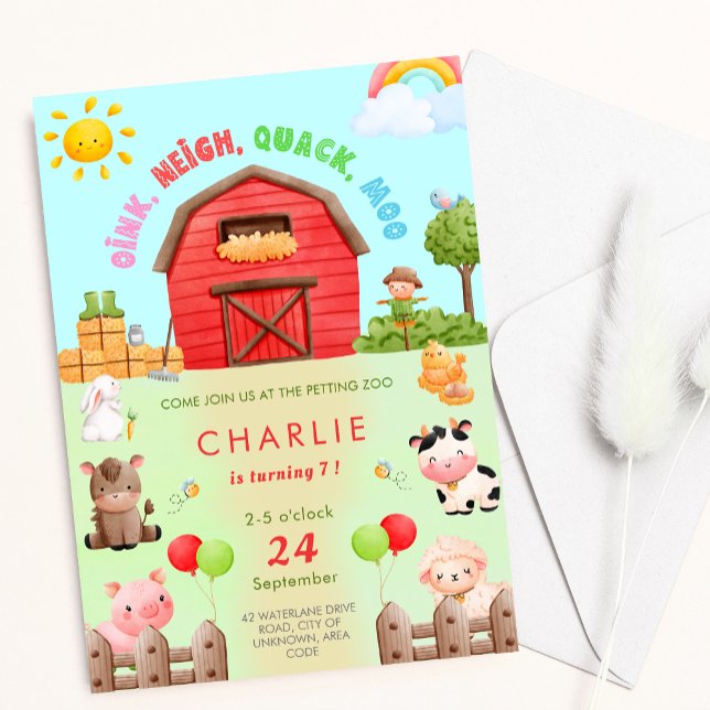 Invitation Animaux de ferme Animaux de mouture Zoo Enfant Inv (Créateur téléchargé)