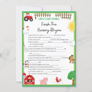 Invitation Animaux de ferme Baby shower Taille du jeu Invitat