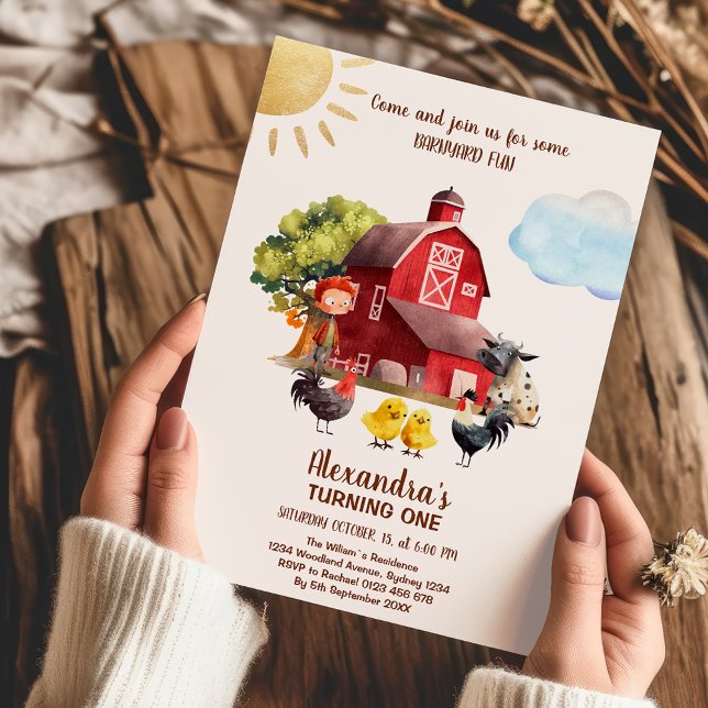 Invitation Animaux de ferme Barnyard 1er anniversaire Turner  (Créateur téléchargé)