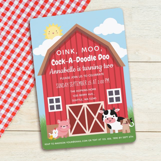 Invitation Animaux de ferme Barnyard Anniversaire (Créateur téléchargé)