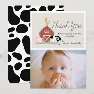 Invitation Animaux de ferme Barnyard Beige Merci d'anniversai