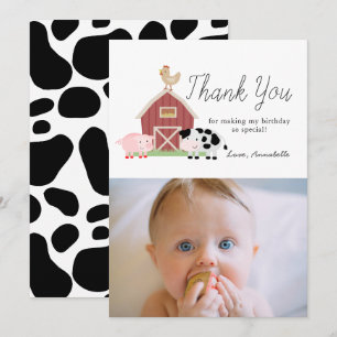 Invitation Animaux de ferme Barnyard Blanc Merci d'anniversai