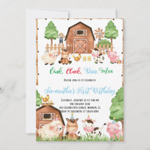 Invitation Animaux de ferme Barnyard Blue Boy Fête d'annivers