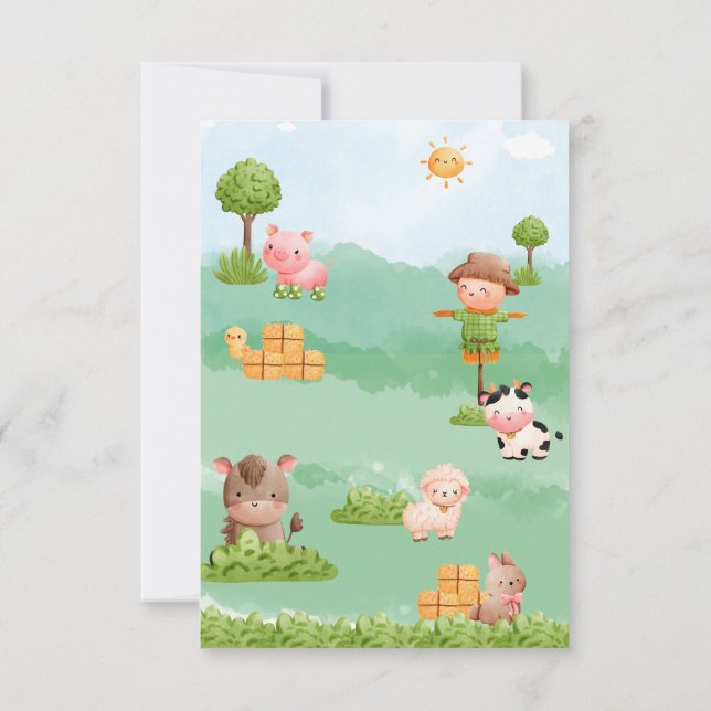 Invitation Animaux de ferme Barnyard Red Tractor Anniversaire (Dos)