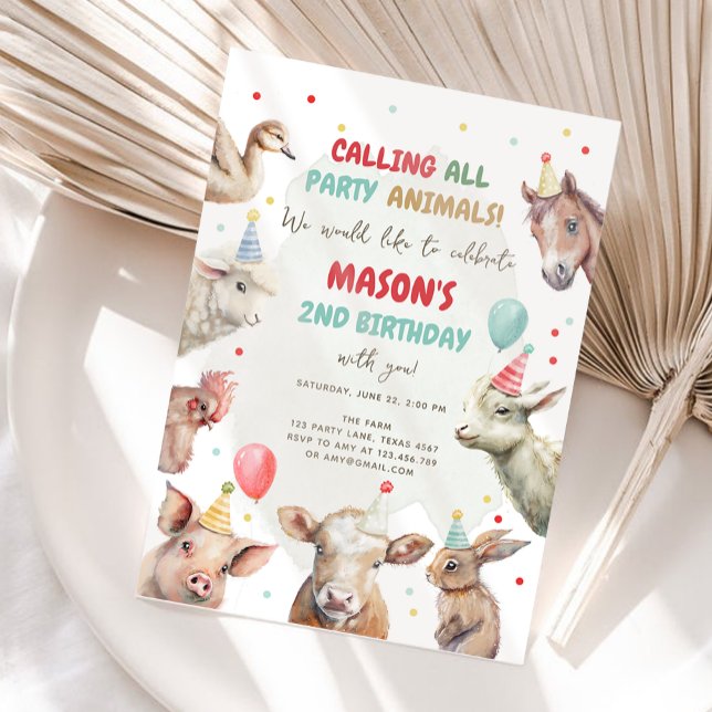 Invitation Animaux de ferme Boy Calling Party Animaux Anniver (Créateur téléchargé)