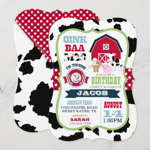 Invitation Animaux de ferme Cowhide En vichy Country Boy Anni